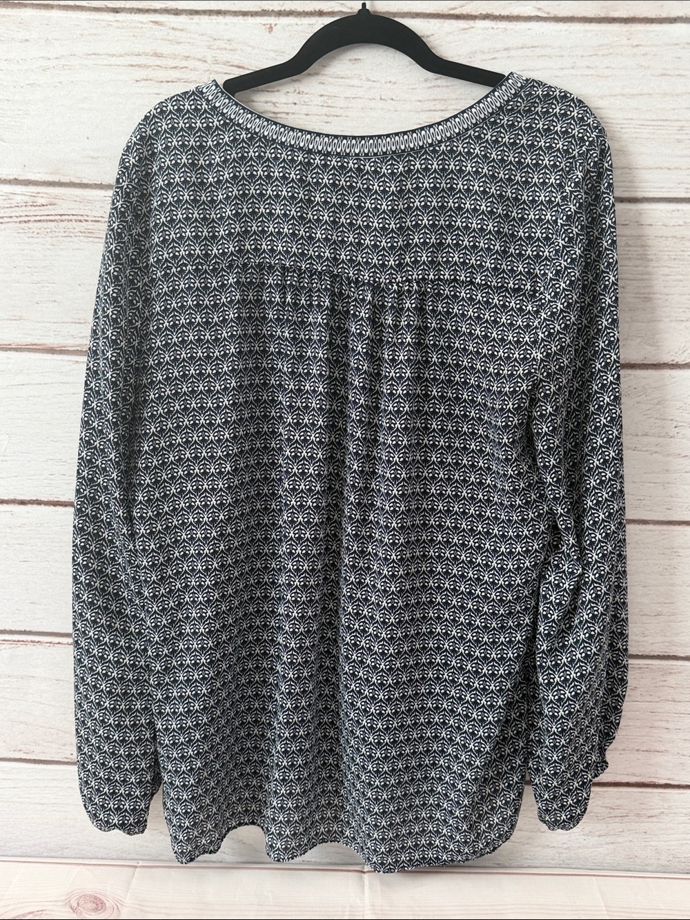 Max Studio Navy & White Printed Peasant Blouse - Picture 3 of 6
